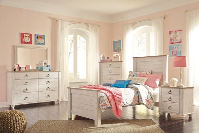 Signature Design by Ashley® Willowton Whitewash Twin Panel Youth Bed 3