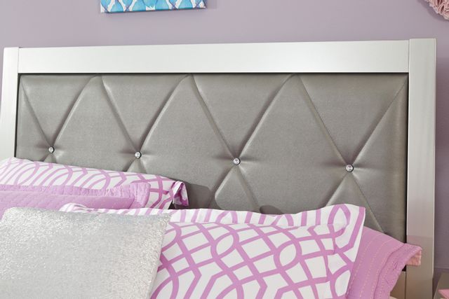 Signature Design by Ashley® Olivet Silvertone Metallic Twin Upholstered Panel Headboard and Footboard 1