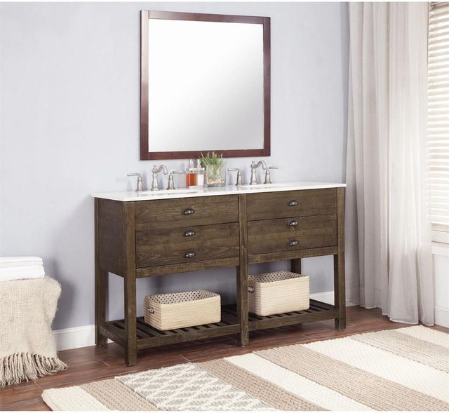 Coast2Coast Home™ Cayhill Distressed Brown Double Sink Vanity-3
