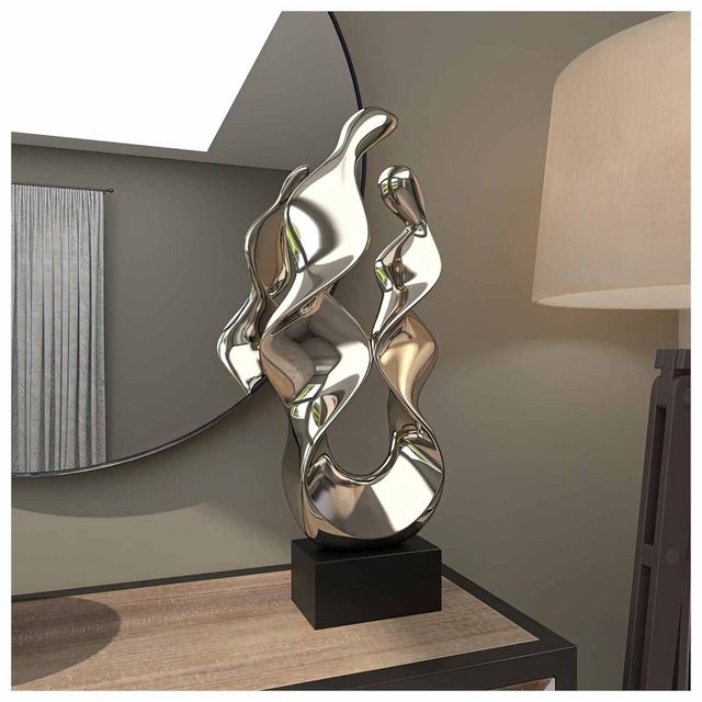 Uma Home Silver Ceramic Abstract Sculpture-1