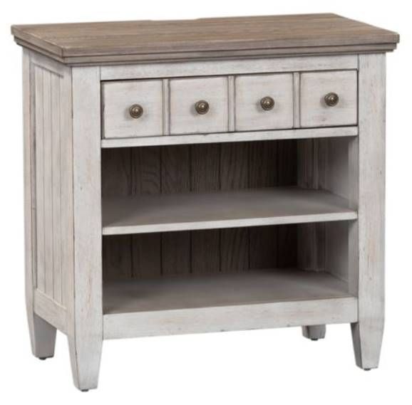 Liberty Heartland Antique White Nightstand With Charging Station-0