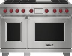 Wolf 48" Stainless Steel Freestanding Dual Fuel Liquid Propane Range and Infrared Griddle