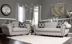 Furniture of America® Viviana Gray Sofa and Loveseat