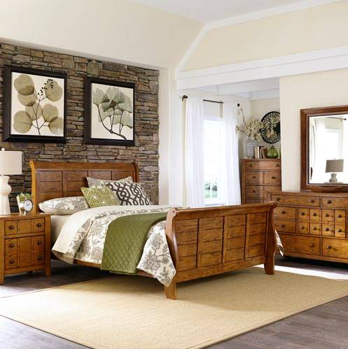 Liberty Grandpas Cabin 5-Piece Aged Oak King Sleigh Bedroom Set