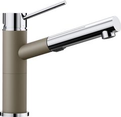 Blanco® Alta Chrome/Truffle Dual Finish Compact™ 2.2 GPM Single Hole Dual Spray Pull Out Kitchen Faucet