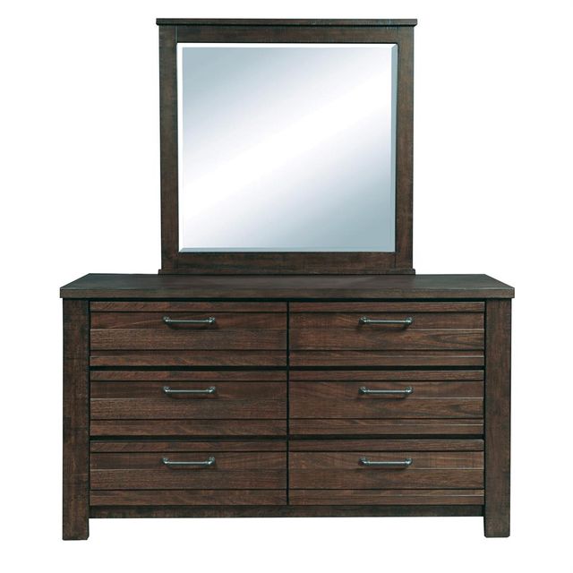 Samuel Lawrence Furniture Ruff Hewn Queen Panel Bed, Dresser, Mirror & Nightstand-2