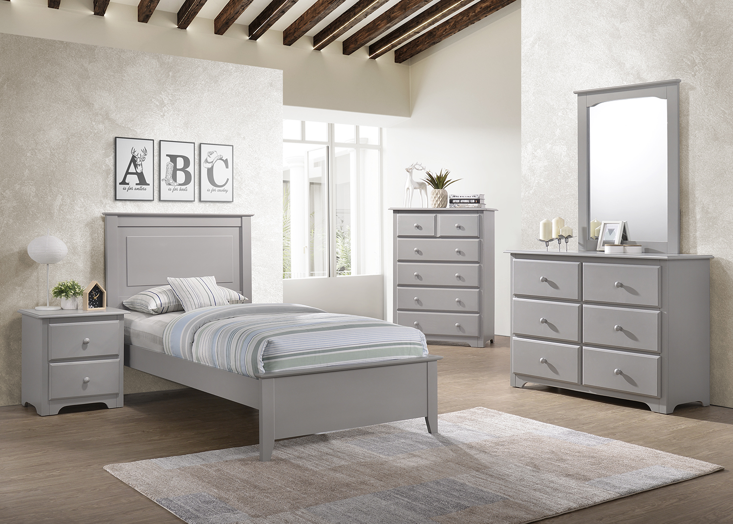 gray twin bedroom set