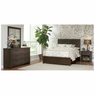 Samuel Lawrence Furniture Ruff Hewn Full Panel Bed, Dresser, Mirror & Nightstand