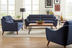 Coaster® Gano 3-Piece Navy Blue Sloped Arm Living Room Set