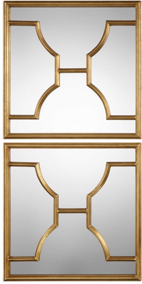 Uttermost® by Jim Parsons Misa 2-Piece Gold Square Mirrors-0
