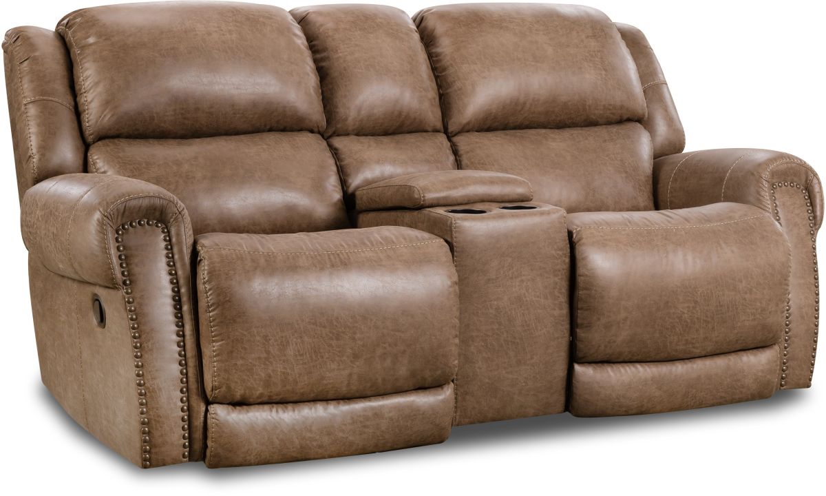 Rocking loveseat with outlet console