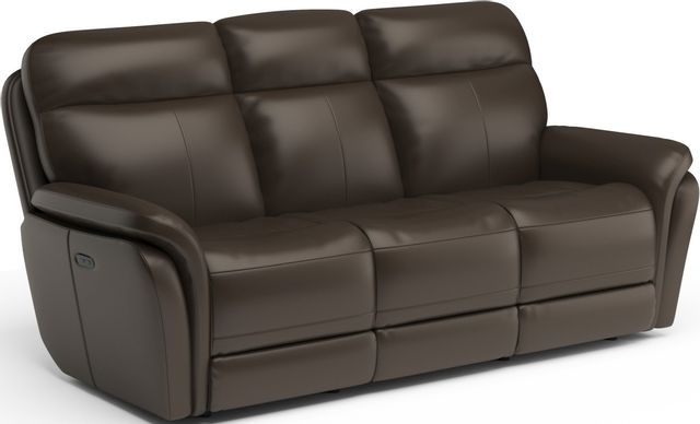 Flexsteel® Zoey Dark Brown Power Reclining Sofa with Power Headrests