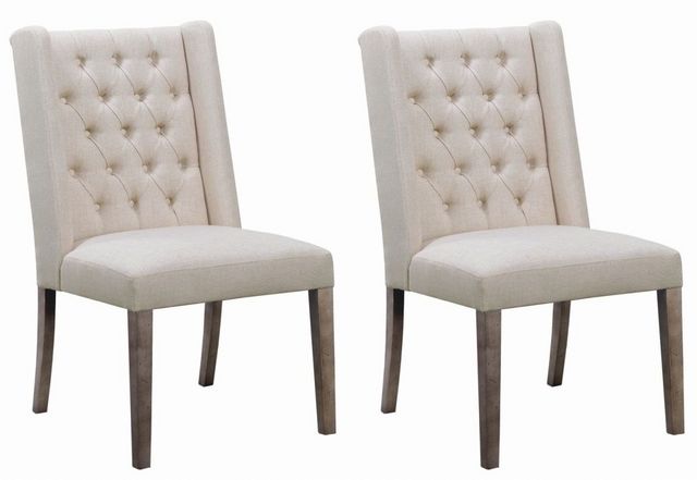 Coaster® Batson Set of 2 Dark Brown and Beige Side Chairs