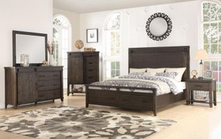 Holland House Furniture 3 Piece Montana Charcoal Queen Panel Storage Bed Set