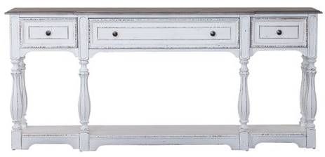 Liberty Magnolia Manor Antique White/Weathered Bark Console Table-1