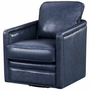 Leather Italia Alto Navy Leather Swivel Chair