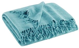 Olliix by INK+IVY Reeve Aqua 50" x 60" Ruched Throw