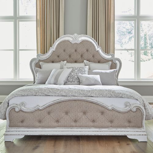 Liberty Furniture Magnolia Manor Antique White Queen Opt Upholstered Bed-3