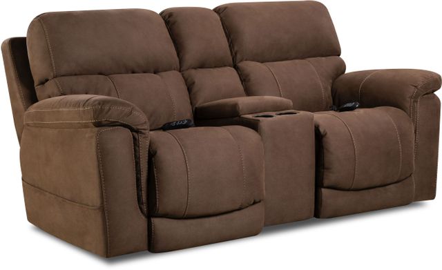 HomeStretch Amber Power Reclining Loveseat with Console