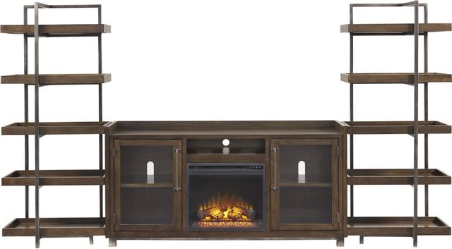 Signature Design by Ashley® Starmore 3-Piece Brown/Gunmetal Wall Unit with Electric Fireplace-2