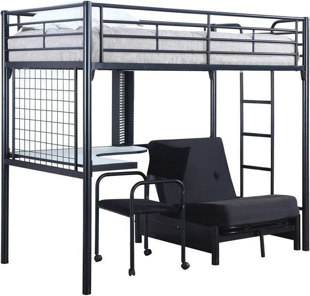 Coaster® Jenner Black Twin Futon Workstation Loft Bed, Stylehouse  Furnishings