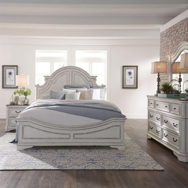 Liberty Furniture Magnolia Manor 4-Piece Antique White Queen Panel Bedroom Set-0