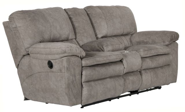 Catnapper® Reyes Graphite Lay Flat Reclining Console Loveseat with Storage & Cupholders 1