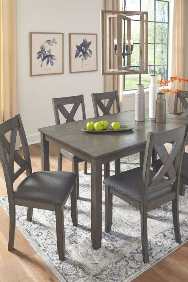 Signature Design by Ashley® Caitbrook 7-Piece Antiqued Gray Dining Table Set 4