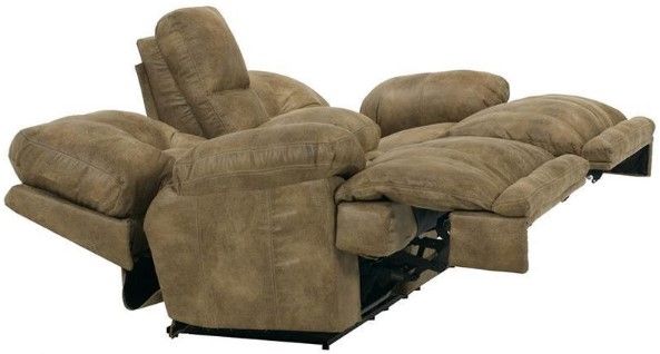 Catnapper® Voyager Brandy Reclining Lay Flat Console Loveseat with Storage and Cupholders 3