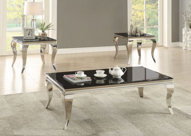 Coaster® Chrome And Black Rectangular Coffee Table  1