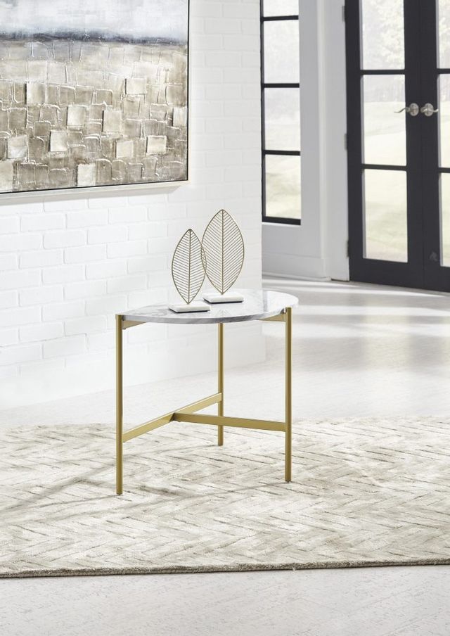 Signature Design by Ashley® Wynora White/Gold Chairside End Table 4