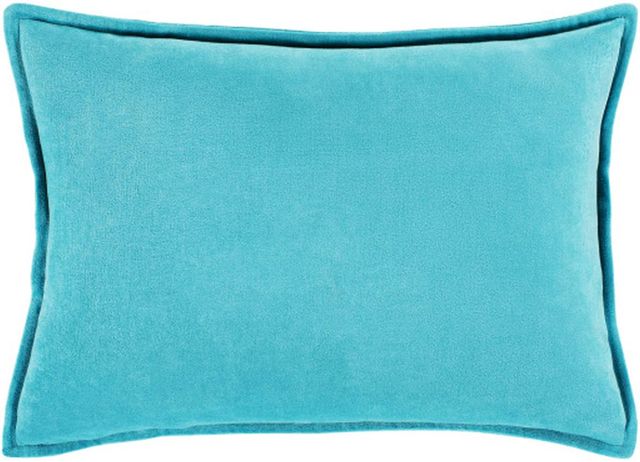 Surya Cotton Velvet Aqua 22"x22" Pillow Shell with Down Insert-1