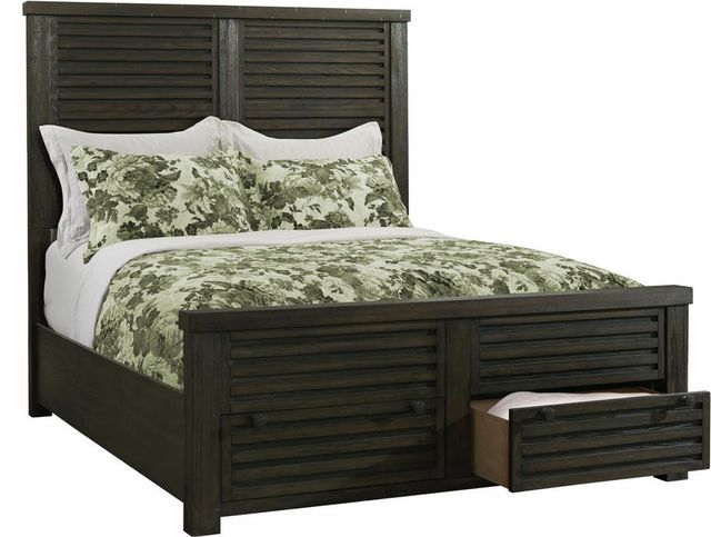 Elements International Shelter Bay Gray Complete Queen Bed-1