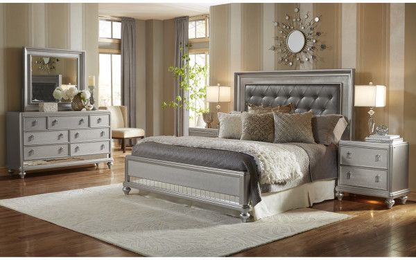 Samuel Lawrence Furniture Diva Platinum King 4 Piece Bedroom Set-0