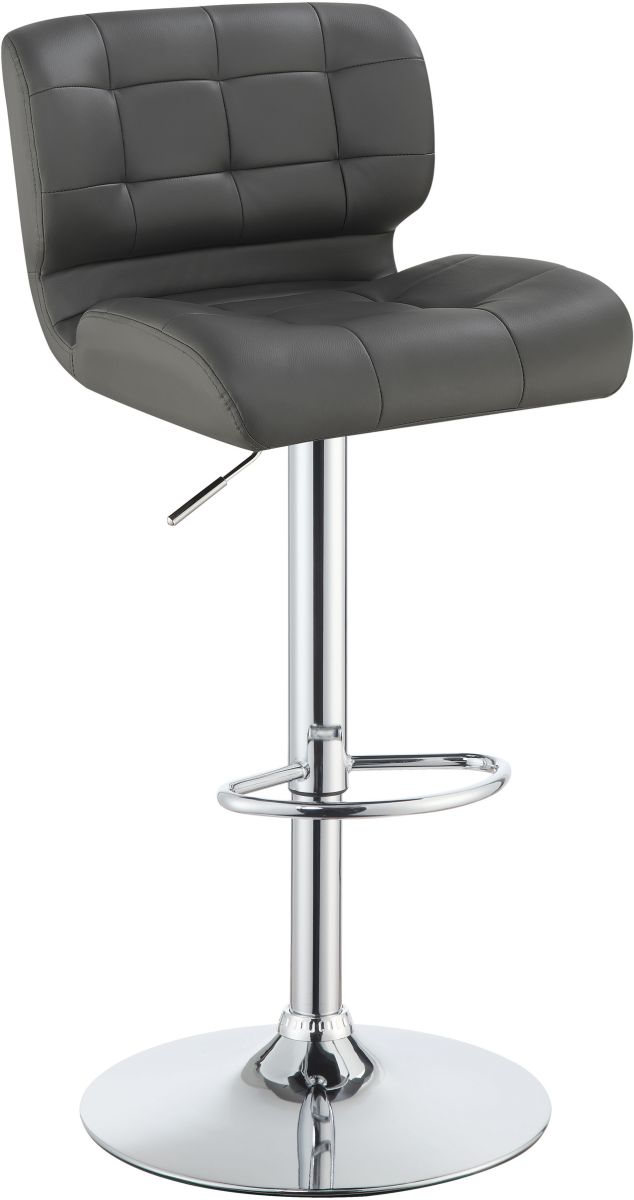 Coaster® 2-Piece Chrome/Grey Upholstered Adjustable Stool Set