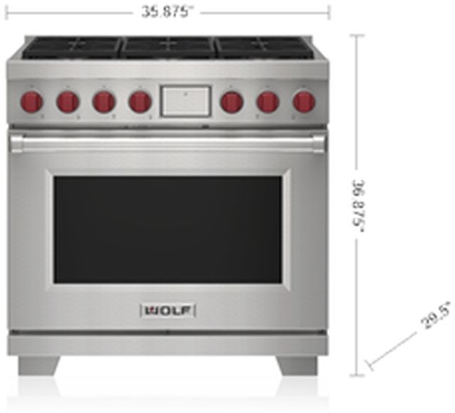 Wolf® 36" Natural Gas Stainless Steel Freestanding Dual Fuel Range-1