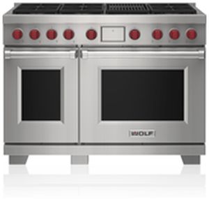 Wolf® 48" Natural Gas Stainless Steel Freestanding Dual Fuel Range and Infrared Charbroiler