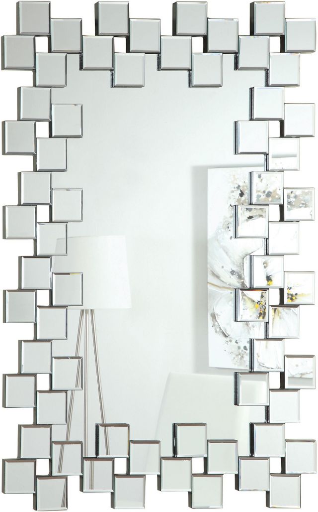 Coaster® Pamela Silver Frameless Wall Mirror With Staggered Tiles