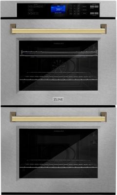 ZLINE Autograph Edition 30" DuraSnow® Stainless Steel Double Electric Wall Oven