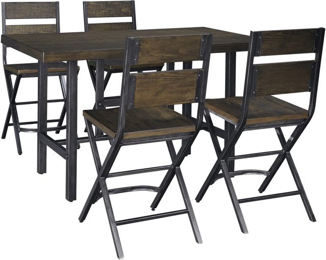 Signature Design by Ashley® Kavara 5 Piece Medium Brown Counter Height Dining Table Set-1