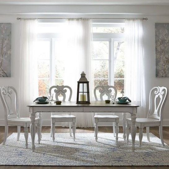 Liberty Magnolia Manor Opt 5 Piece Antique White Rectangular Table Set 5