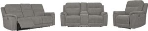 Signature Design by Ashley® Mouttrie 3-Piece Smoke Living Room Set with Reclining Sofa