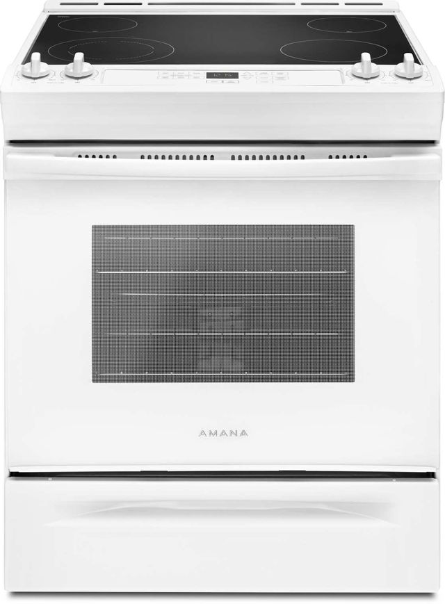 Amana® 30" Black-on-Stainless Slide-In Electric Range