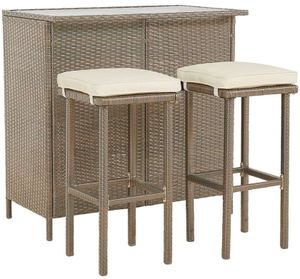 Progressive® Furniture Cabana 3-Piece Off-White/Toast Table and Stools Set
