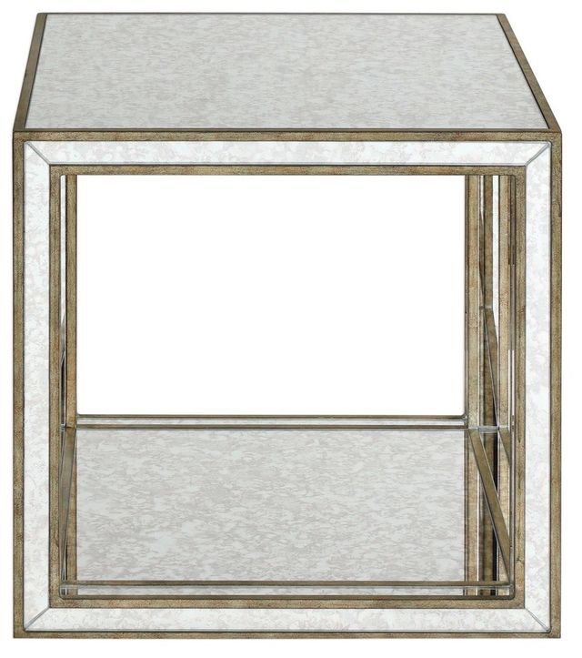 Uttermost® Julie Antique Mirror Accent Table with Antique Gold Accents-1
