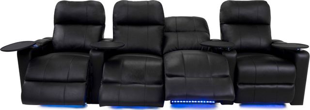 RowOne Prestige Home Entertainment Seating Black 4-Chair Row with Loveseat 1