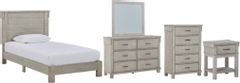 Signature Design by Ashley® Hollentown 5-Piece Whitewash Twin Panel Bed Set
