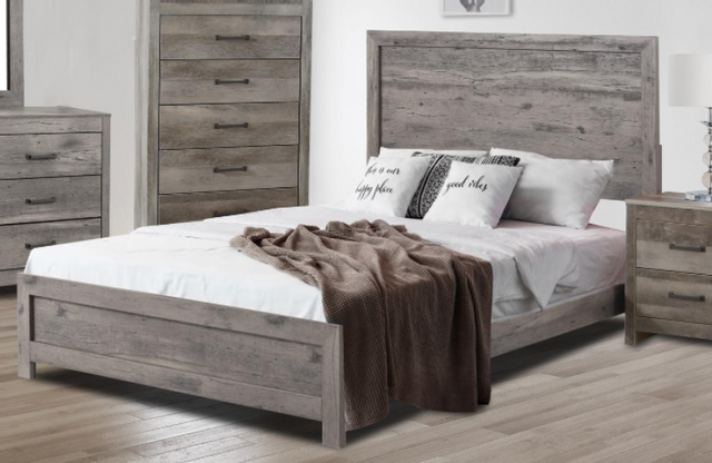 Kith Furniture 420 Langston 5-Piece Weathered Gray Queen Panel Bed Set 1