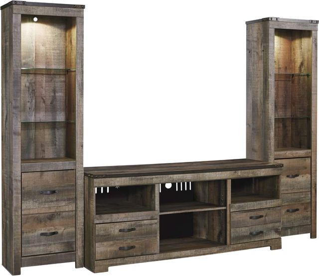 Signature Design by Ashley® Trinell 3-Piece Brown Entertainment Center with Glass Shelves