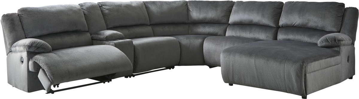 Signature Design by Ashley® Clonmel 6-Piece Charcoal Power Reclining Sectional with Chaise 